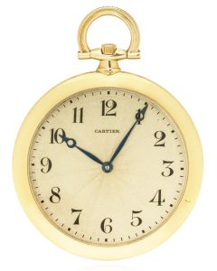 Cartier. A Rare Gold Slim Keyless Lever Pocket Watch C1930