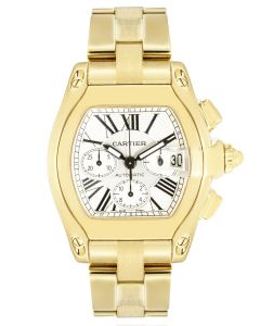 Cartier Roadster XL Chrono 18k Y/G Silver Dial W62021Y2
