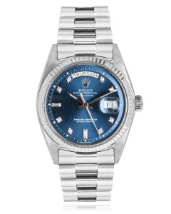 Rolex Day-Date Vintage White Gold Blue Diamond Dial 1803
